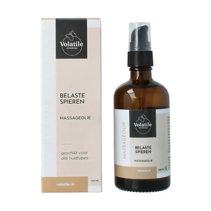 Volatile Massageolie belaste spieren glas met pomp 100 ml