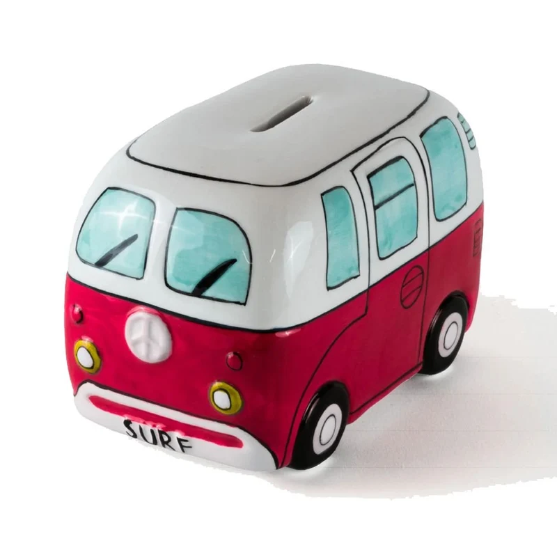 Surf Van Piggy Bank Red