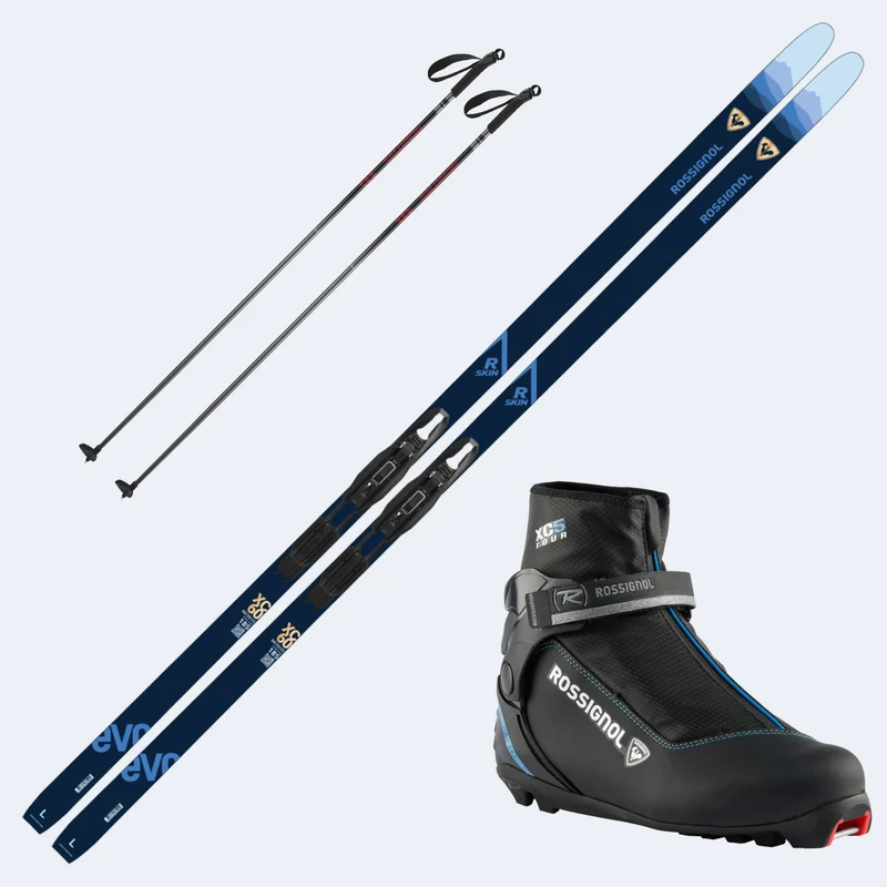 2027 Rossignol Evo XC 60 R-Skin Skis with Rossignol XC 5 Boots and Poles